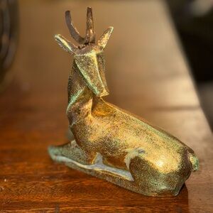 Golden and Green Deer Figurine